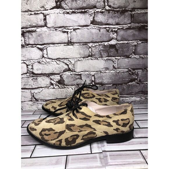 Penelope And Coco Leopard Print Suede Leather Oxfords Shoes Women Sz 10M US/41EU - Picture 11 of 16